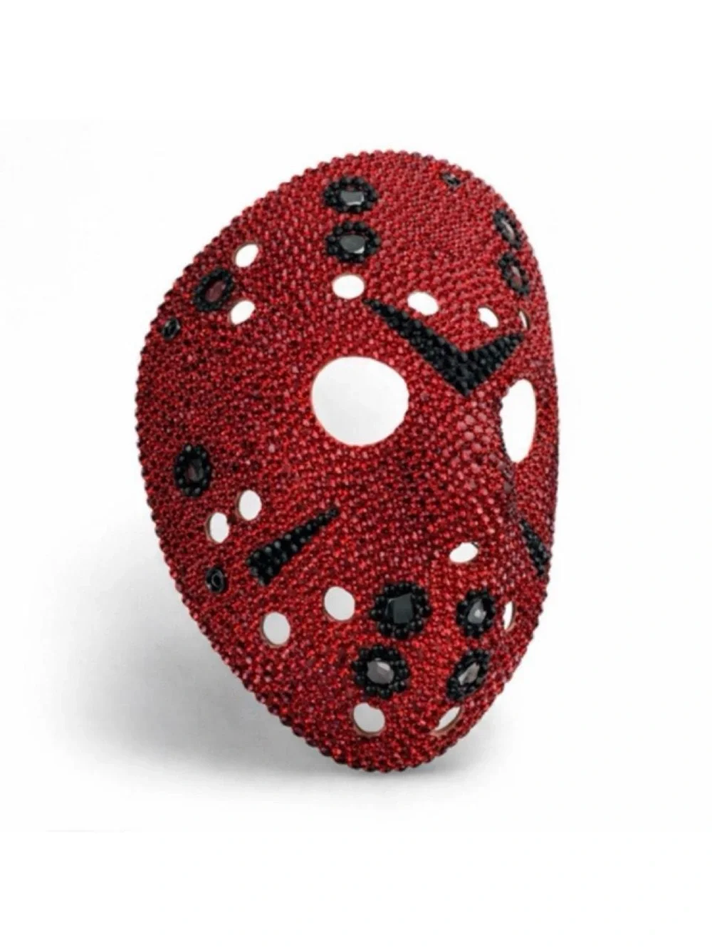 Jason Siam Red & Black Crystal Bling Sparkly Hockey Mask Horror New